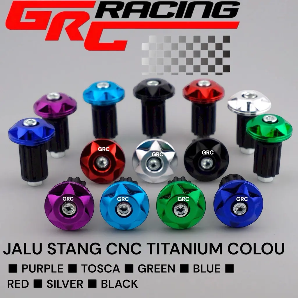 Jalu stang Gepeng STAR Full Cnc Bandul Stang Ujung Stang Bar End Full cnc warna titanium cocok untuk motor nmax aerox beat pcx adv scoopy fino mio vixion vario 150 vario 125 kzr vario 125 new universal semua motor