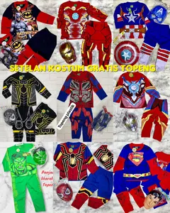 YJ - KOSTUM SUPERHERO ANAK BAHAN KAOS ADEM GRATIS TOPENG / SETELAN KOSTUM ANAK COWO CEWE SPIDERMAN IRON MAN CAPTAIN AMERIKA HULK SUPERMAN BATMAN TRANSFORMER ULTRAMAN BUMBBLE BEE FREE TOPENG UKURAN 2-9 TAHUN