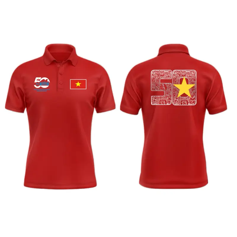 Áo kỷ niệm 50 năm giải phóng miền nam thống nhất đất nước 30/4-1/5 - áo số 50 - Viễn Phát Uniform