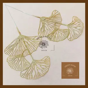 Hiasan Imlek Gold Shell Leaf Daun Ginkgo Emas Bunga Glitter Premium Imlek Dekorasi Imlek Hampers CNY Gift