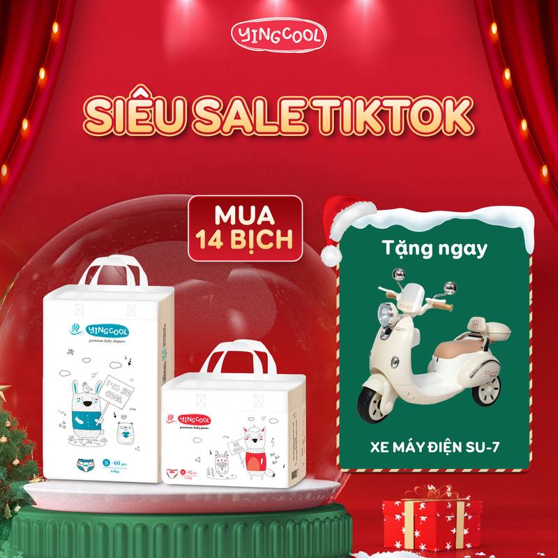 Tặng Xe Máy Điện Su-7 - Combo 14b Bỉm YINGCOOL Size NB64 SD60 MD56 MQ50 L48 XL44 XXL42 XXXL40