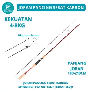 [D'Sea Fishing] Joran Pancing Serat Carbon Spinning Casting Rod 180/210 Ring Atas Anti Kusut |YJA-BLRZ-Q|BLBZ-Q