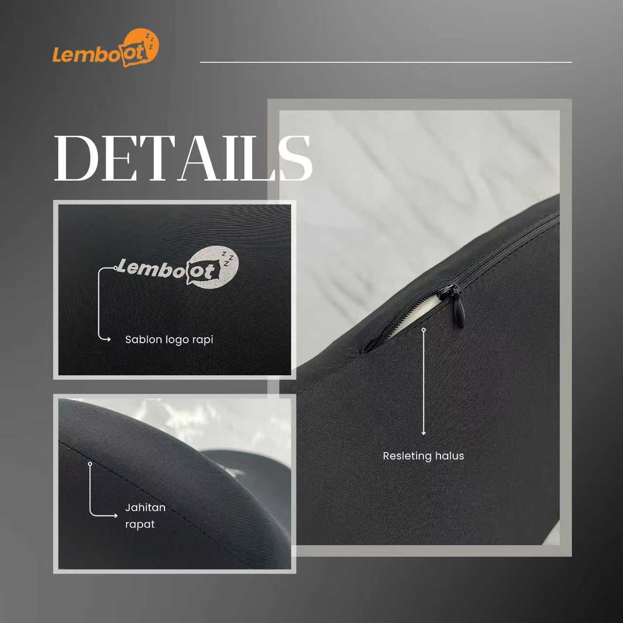 LEMBOOT Bantal Mobil Set Ergonomis Memory Foam 100% Bantal Leher Mobil Bantal Pinggang Mobil