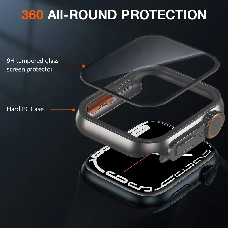 Ốp Ultra, Thay thế cho Apple Watch Dòng 9, Tương thích với 45mm, 41mm, 40mm, 44mm, 42mm, 38mm, Vỏ chống thấm nước, với Bảo Vệ Màn Hình Kính, Thích hợp cho Dòng iWatch 9, 8, 7, SE2, SE, 6, 5, 4, 3, 2, 1 3