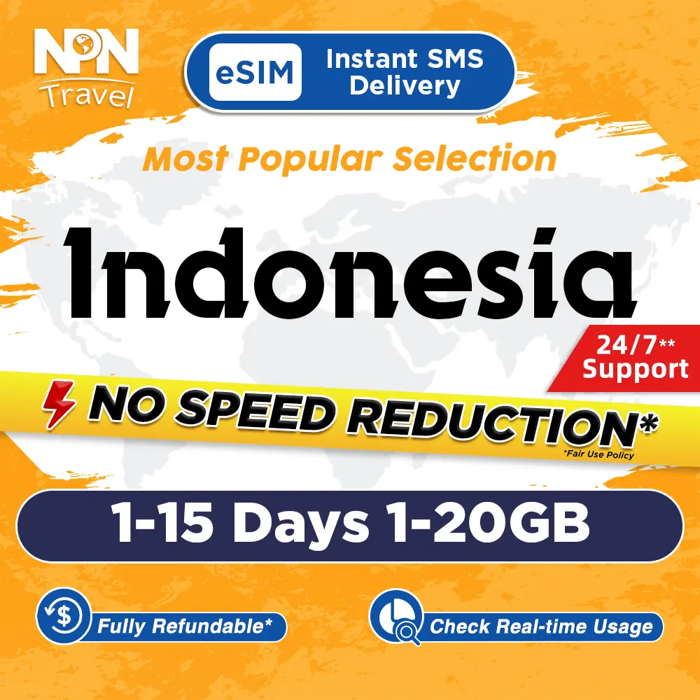 NPN Travel Voucher for Indonesia embedded SIM 1-15Days 1-20GB Data (Physical Voucher)
