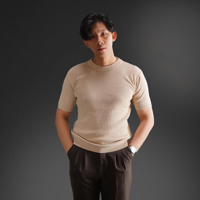 [HARGA CUCI GUDANG] Ribbed Knitwear T-Shirt Pure Cotton 3
