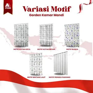 BUNDLING Gorden Shower Curtain Tirai Kamar Mandi Premium & Tongkat