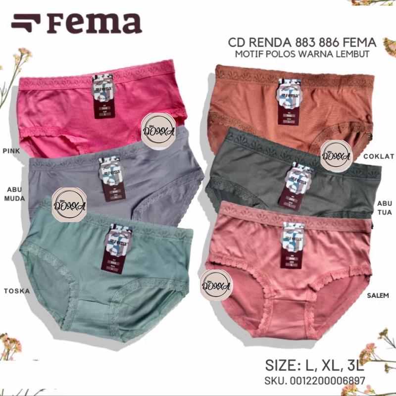 Kesyamartgrosir - 12Pcs CD Fema 883 886 Celana Dalam Wanita Katun Renda Nyaman Spandex Pita Dewasa 0