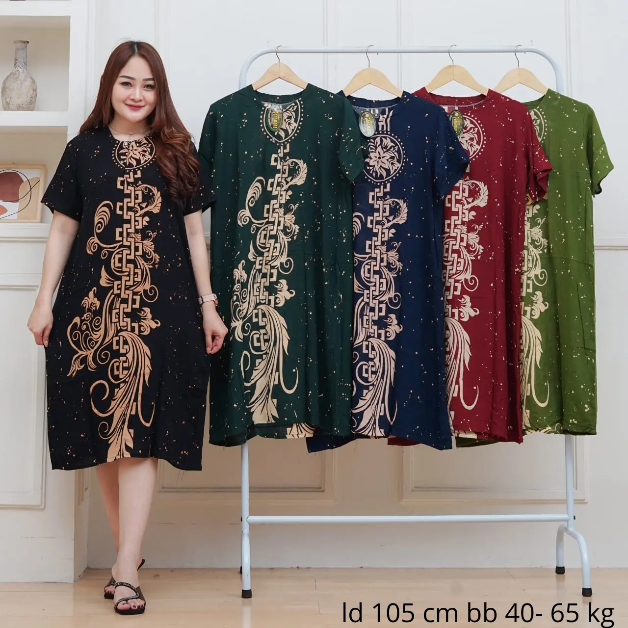 daster rayon santung batik kancing bumil busui ibu ibu  remaja kekinian adem nyaman Menyusui Pendek Menyusui Tidur Bunda Hamil Lengan