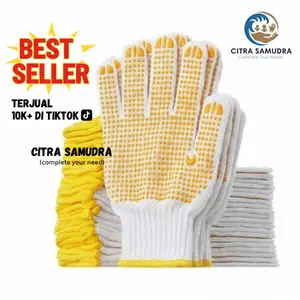 PAKET HEMAT LUSINAN - Sarung Tangan Kerja/Proyek Merk Matahari Kuning Putih rajut promo terbatas MURAH