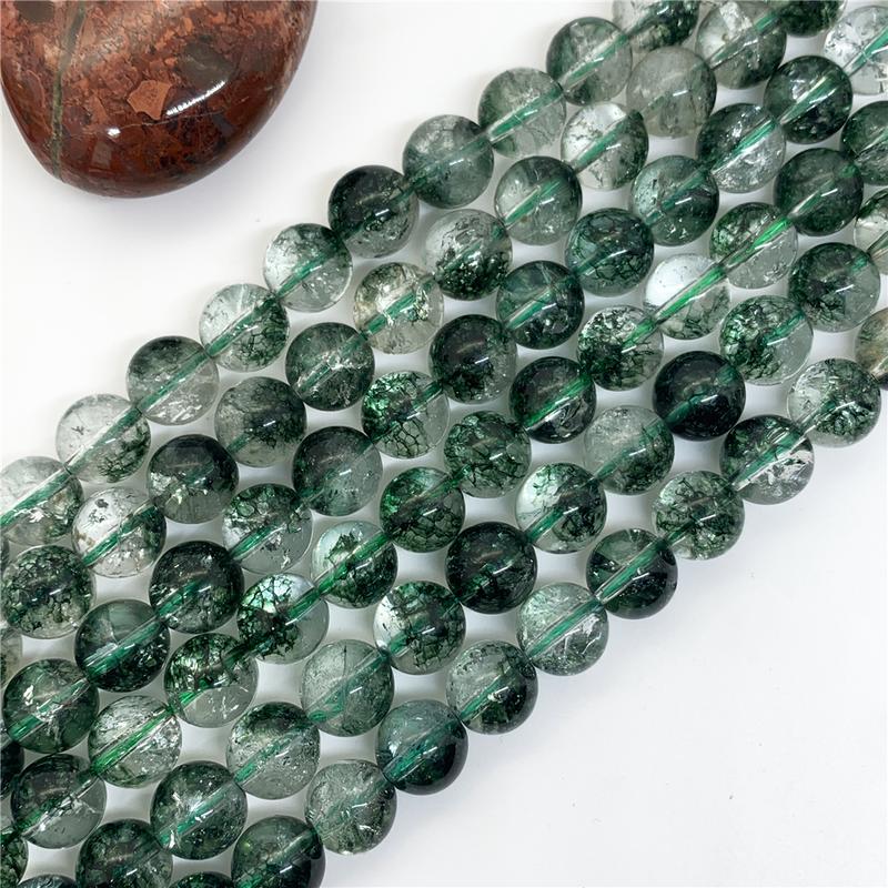Product Introduction of Green Phantom Crystal Beads 6-12mm Round Natural Loose Stone Bead Diy Necklace 22