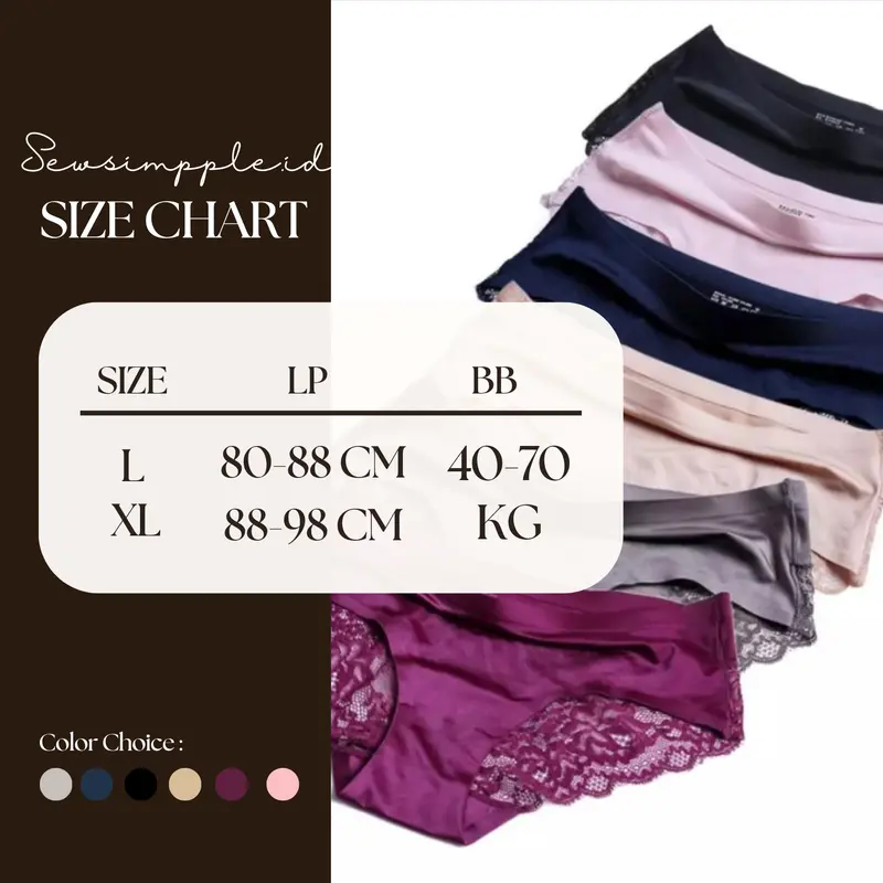Celana Dalam Pendek CD Brief Seamless Bahan Ice Silk Aksen Lace Untuk Wanita Hitam - CD043 6