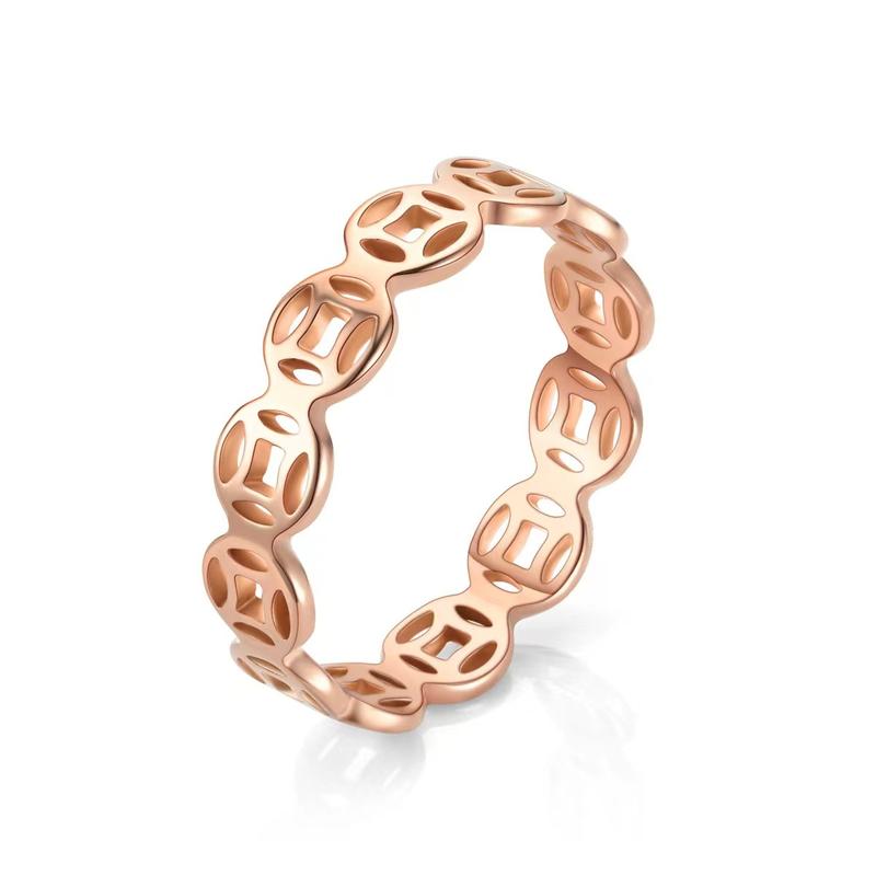 QQMM Fashion Edition Hollow out Money Ring Transfer Money Coin Copper Money Ring Factory Wholesale 3