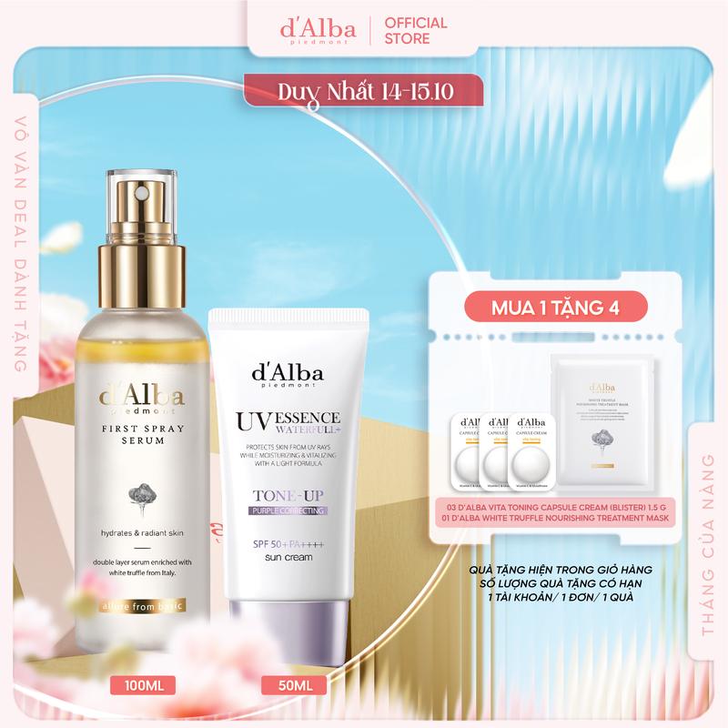 [COMBO] Chăm Sóc Da (Serum Dạng Xịt First Spray 100ml & Kem Chống Nắng Hiệu Chỉnh Màu Da Waterfull Tone-Up Sun Cream (Purple) 50ml Skincare