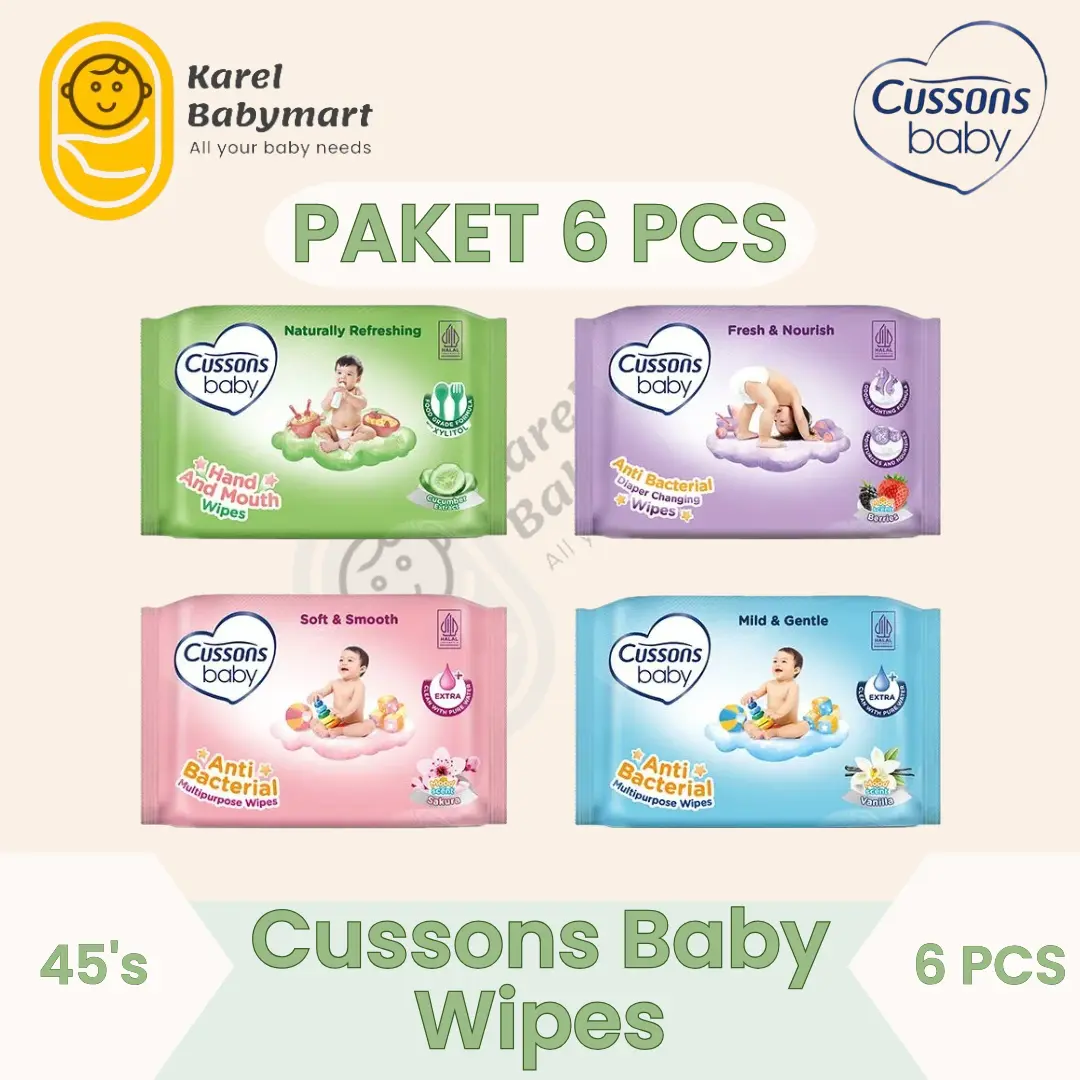 [PAKET 6 PCS] CUSSONS BABY WIPES 45'S JAWA TENGAH KEMASAN BARU bayi tisu Tissue basah newborn baru lahir balita