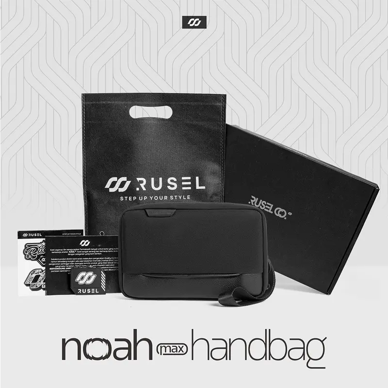RUSELCO I Bundling Hemat Handbag Noah Max dan Wallet Walter Pria Kulit Hitam 5