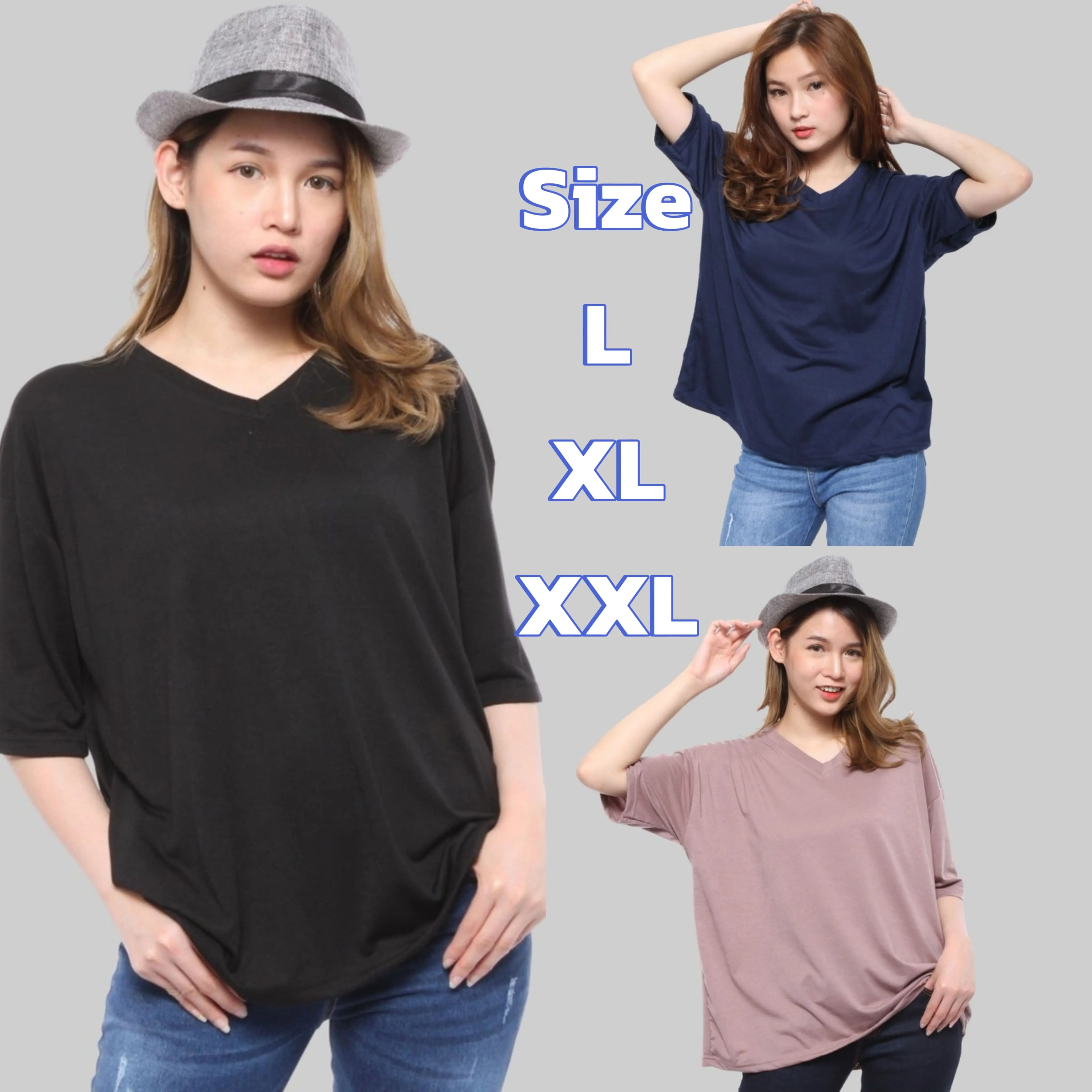 Baju Atasan Pakaian Kaos Kaus T Shirt Oversize Adem Bahan Spandek V Neck Ootd Basic Oblong Polos Warna Hitam Merah Maroon Navy Putih Army Abu Remaja Fashion Wanita Cewek Perempuan Dewasa Tangan Lengan Pendek XXL XL Jumbo L Terbaru Kekinian Murah Korea