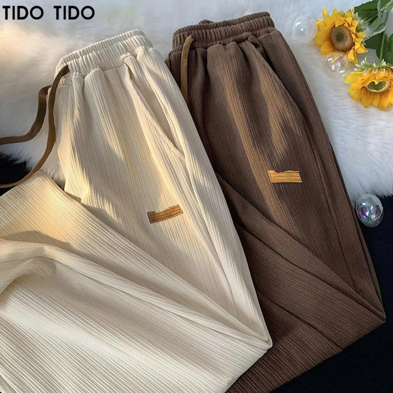 Breathable Cool Feeling Ice Silk Pants Men And Women Summer Thin Draped Pants Casual Korean Style Trendy Loose All-Matching Straight Pants Cargo Pants Parachute Pants