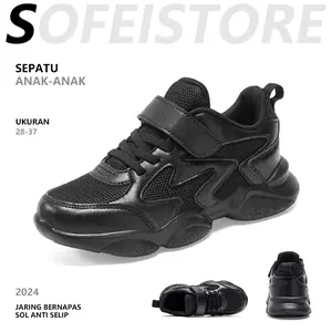 【SOFEISTORE】Fashion Sepatu Olahraga Anak Sepatu Siswa Hitam Bernapas Santai Sepatu Anak Luar Ruangan Ukuran 28-37
