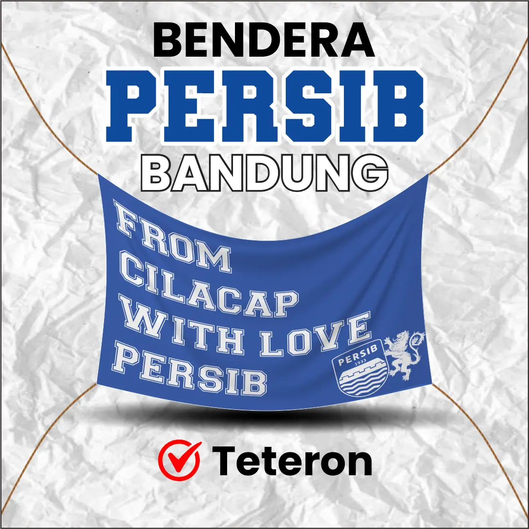 Bendera Persib Bandung Bintang Lima Bahan Teteron/desain bebas pilih