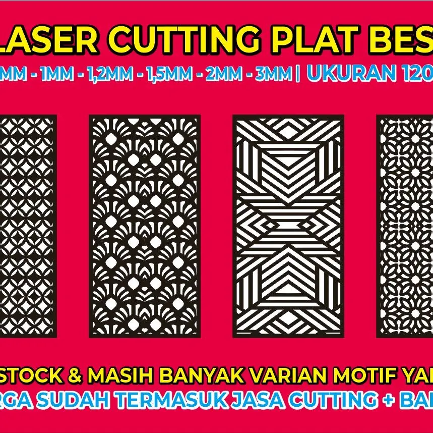 Cutmotif KRAWANGAN BAHAN PLAT BESI hitam dengan Motif Variatif & Spesifikasi Sesuai Kebutuhan Anda