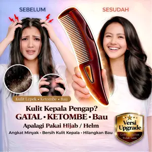 Sisir Khusus Gatal, Ketombe & Minyak | Angkat Minyak & Ketombe, Bye Gatal | Cocok untuk Hijab/Helm yang Bikin Gatal, Bau & Ketombe | Atasi Rambut Lepek & Bau Apek | Kotoran Kelihatan, 1x Tekan Bersih | Bersihkan Sisa Minyak Akar Rambut | Anti Rontok