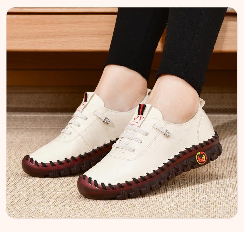 Product Introduction of Sneakers Women Shoes Leather Loafers Shoes for Women Comfortable Slip on Shoes Hand Sewing Thread Mom Shoes 17