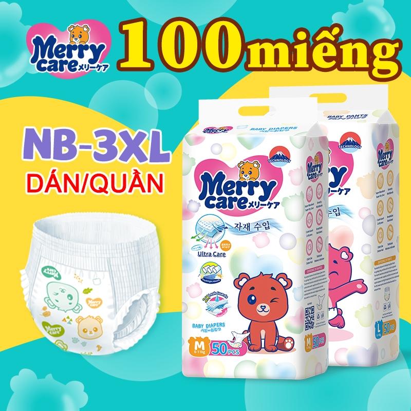 combo deal hời Combo 100miếng Bỉm Quần / Tã Dán Merry Care size…