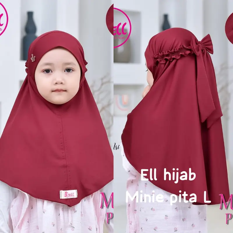 (186 ~ 190) Hijab Bergo Anak MINNIE PITA Ori Ell Hijab | Jilbab Pita Belakang 1-6 thn Jersey 1