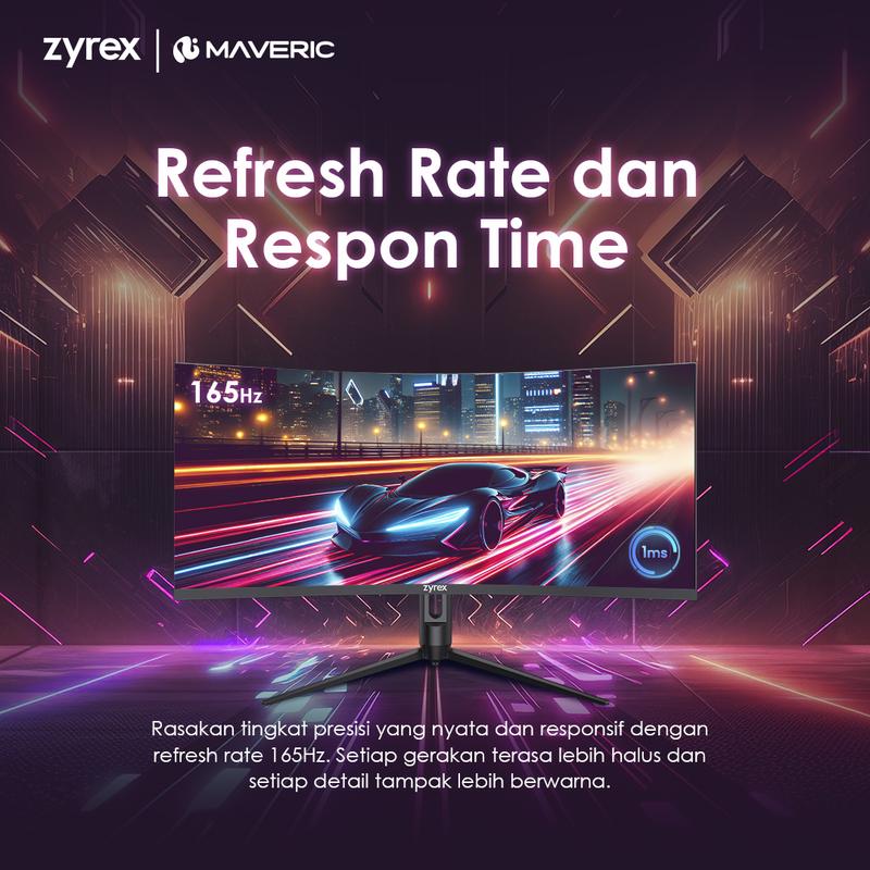Zyrex Maveric 27Q monitor 27 inch QHD 1440p HDR 10 VA 170 Hz RGB LED Flat G-SYNC Compatible Freesync Flicker Free Blue Light Filter Garansi Resmi 2 Tahun 5