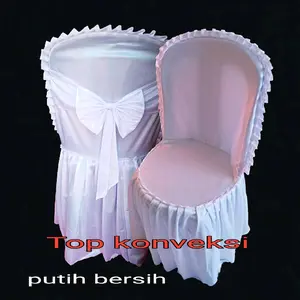 ISI 50 PCS SARUNG KURSI PUTIH PITA REMPEL/COVER KURSI NAPOLLY PLASTIK