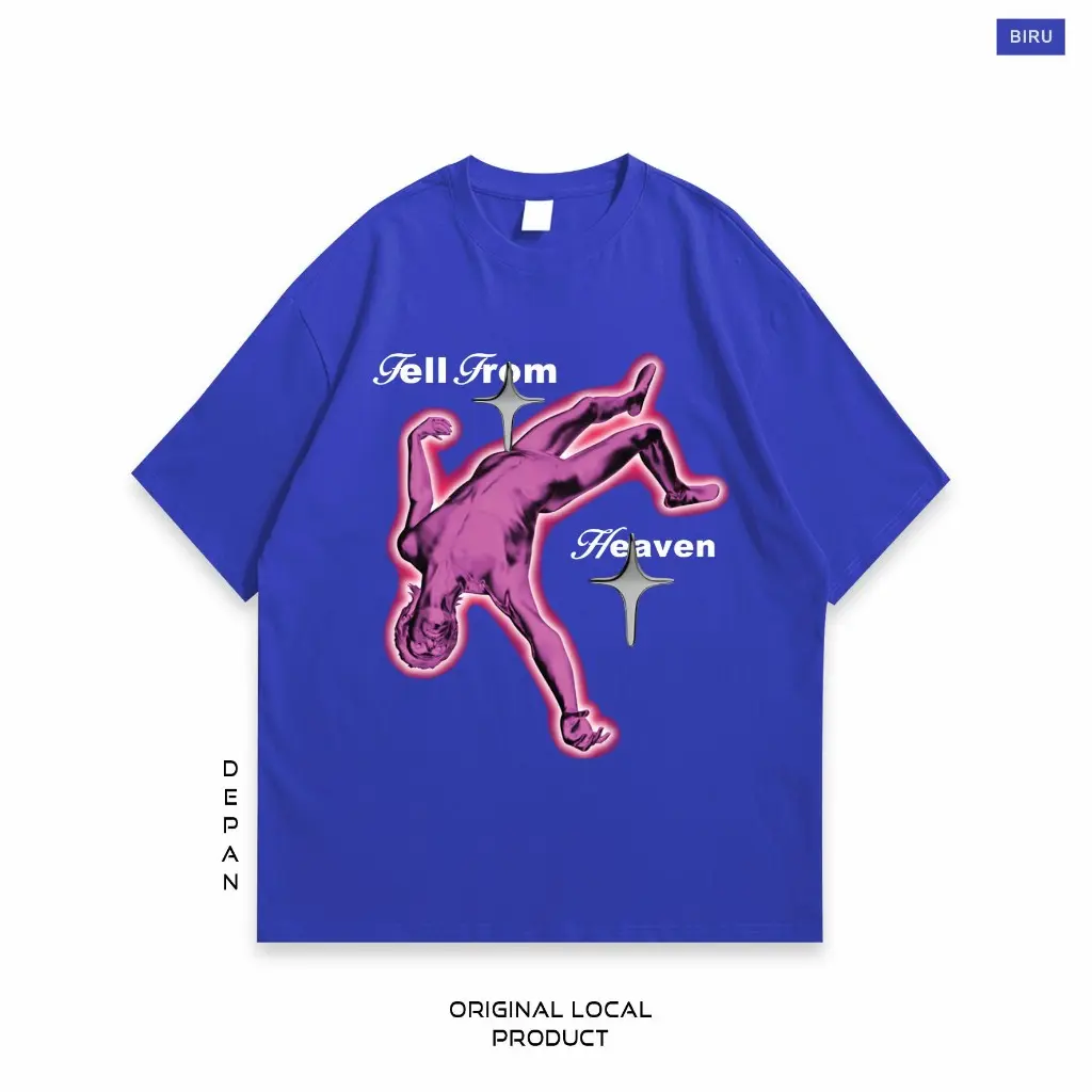 Boxy Oversize T-Shirt Blue Electric Genesis - Fallen Angel - Tersedia 4 warna berbeda - J50