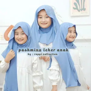 Pashmina Anak Jersey Nutupi Leher Umur 5-12 Tahun Jilbab Muslim Instan Kerudung