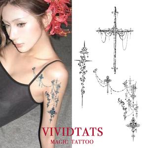 VIVIDTATS Thorn Cross Herbal Juice Tattoo Sticker New Neck Personalized Sticker Unisex Ins Niche Pure Desire Tattoo temporary  tattoo  waterproof tattoo  set