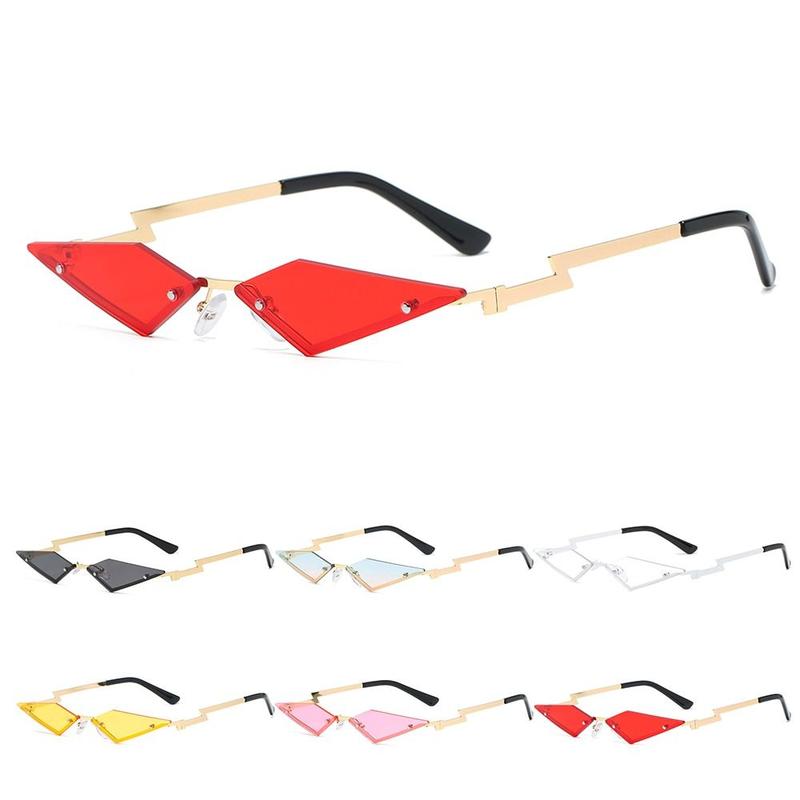Rimless Lozenge Sunglasses Fashion Colorful UV400 Polygon Sun Glasses Metal Frame Halloween Eyeglasses for for Women & Men 0