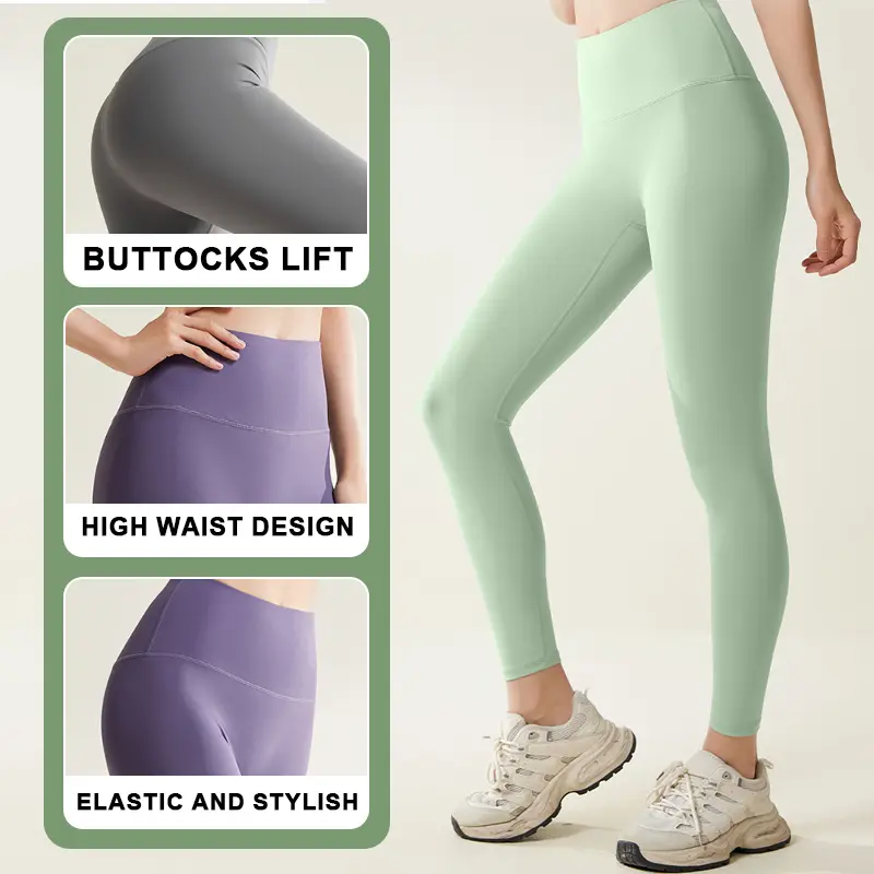 No embarrassing lines peach hip-lifting yoga pants high waist tummy-tightening running sports nude women's yoga pants