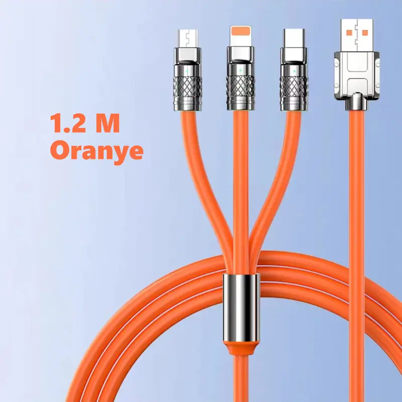 Kabel Data 3 in 1 Fast Charging HP Kabel Casan 3in1 Tipe C/MicroUSB/iOS Lightning dengan Adapter 120W 7
