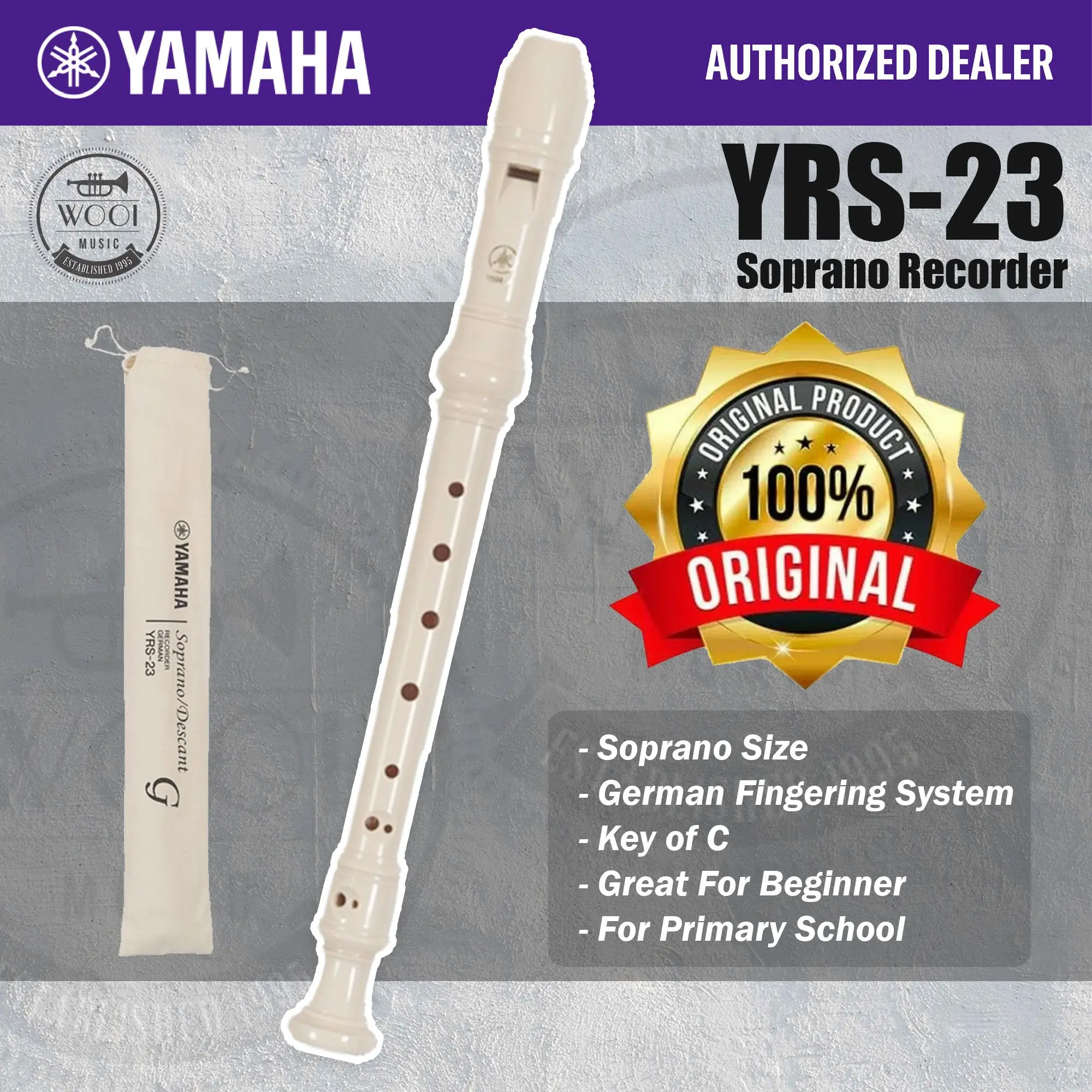 Yamaha Recorder YRS-23 Soprano Recorder (German System / German Fingering) YRS23