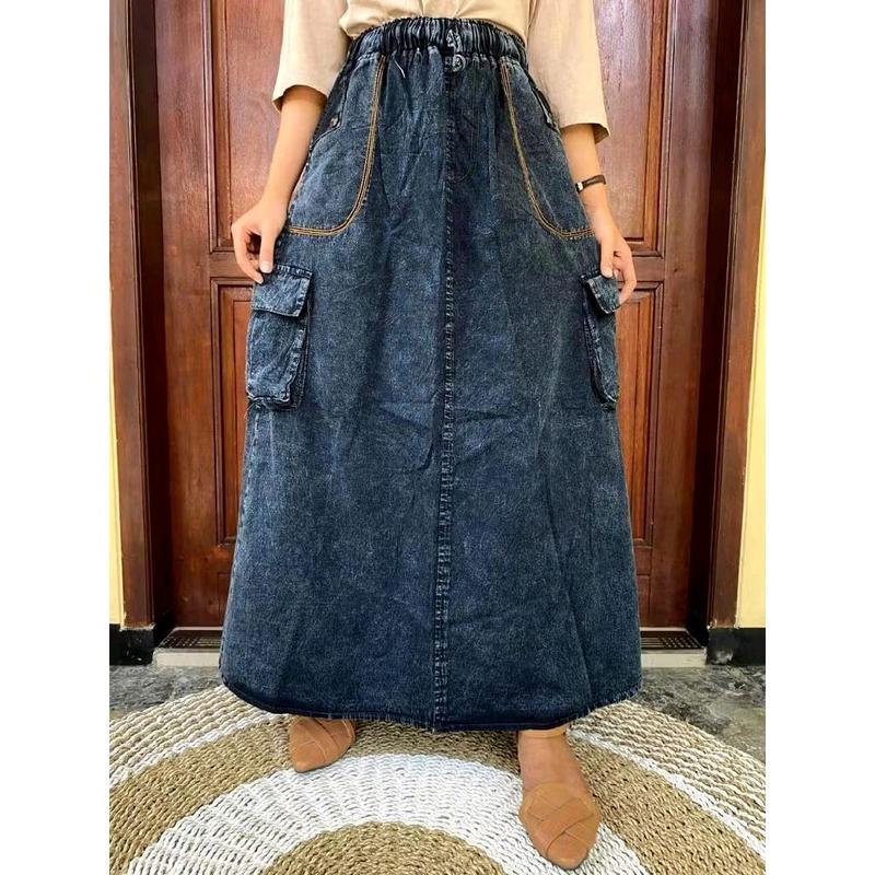 Rok Jeans Cargo - Rok Panjang Cargo - Rok Panjang Wanita - Rok Caro - Rok Mayung - Rok Maxi 6