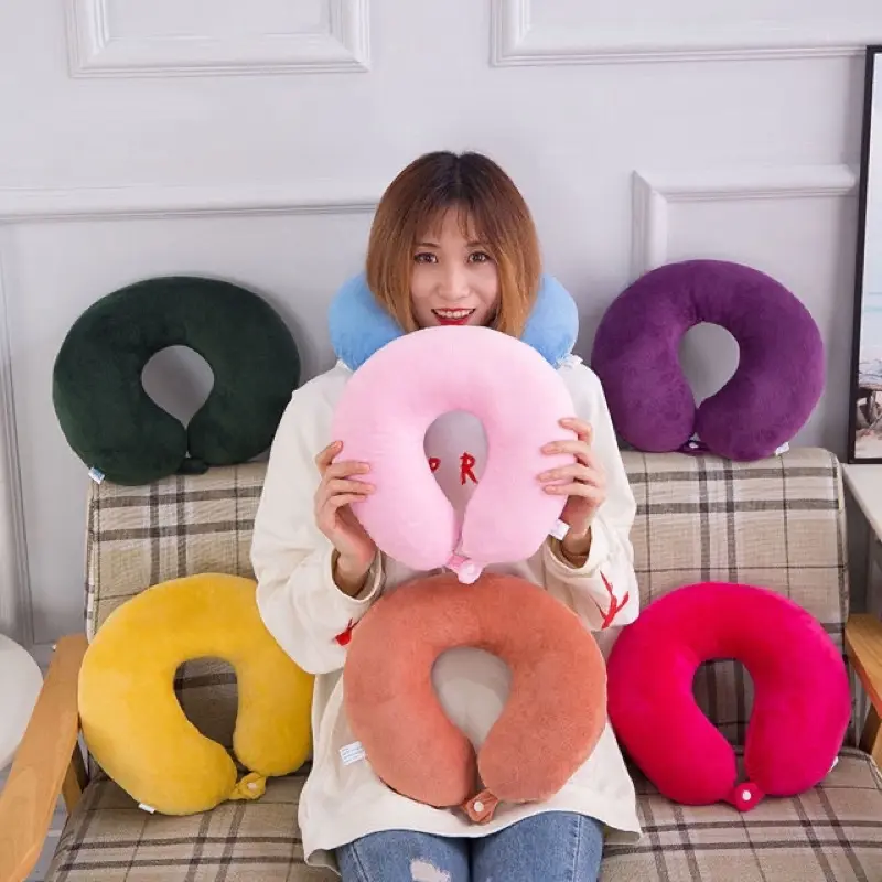 Simple Plush Driving Travel Neck Pillow Nap Pillow Lunch Break Neck Pillow Travel Plane Car U-Shaped Pillow