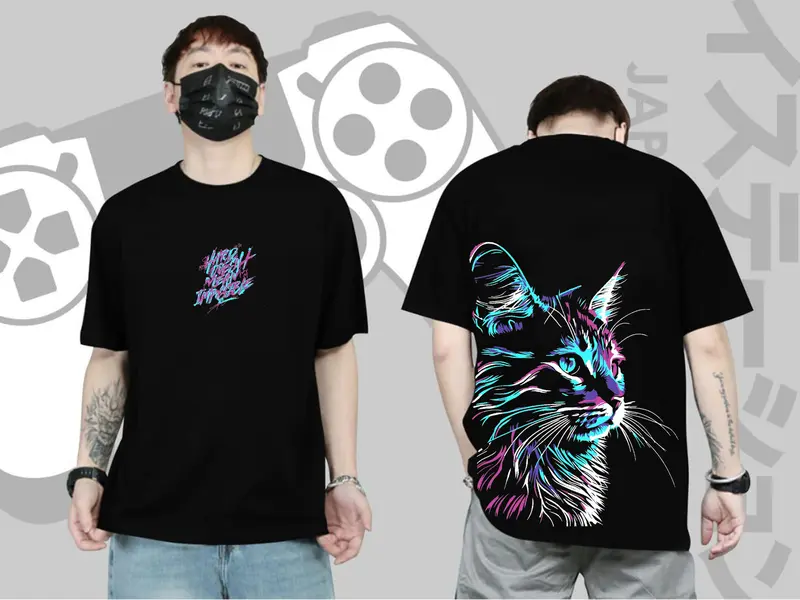 Baju Kaos Distro Lengan Pendek Katun Combed 30s Unisex Pria Wanita - Cat Rainbow 0