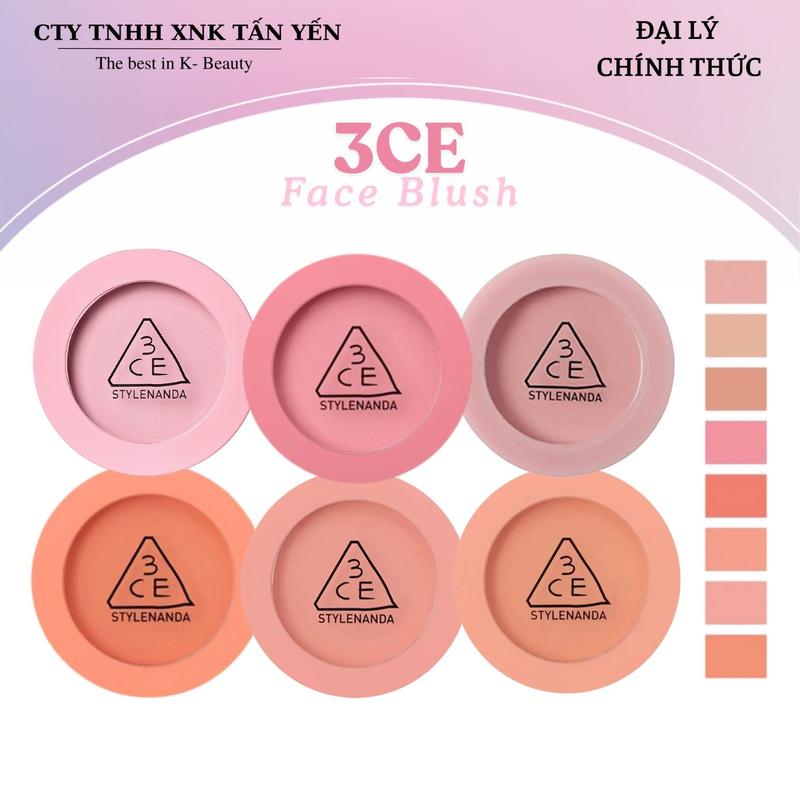  Phấn Má Hồng 3CE Face Blush 5.5g  Delectable - City Mauve - Mono Pink  