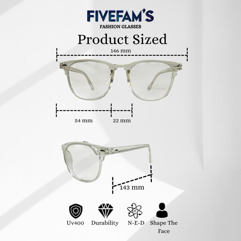 Kacamata Wayfarer Clear Frame Lensa UV400 - Eyewear Wayfarer by Fivefam's  Sunglasses Retro Vintage Glasses Plastic 1