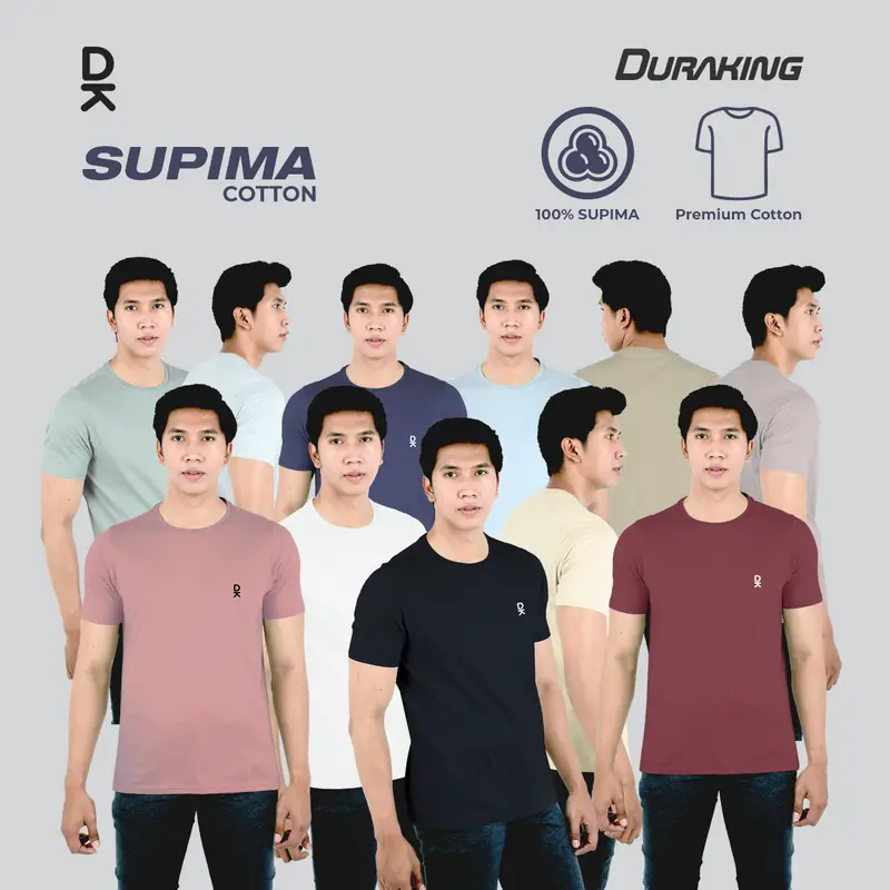 Duraking Kaos 100 persen SUPIMA Cotton Daily Wear - O Neck Basic kain katun Lembut Polos Pria Nyaman Pendek Tee Tshirt 0