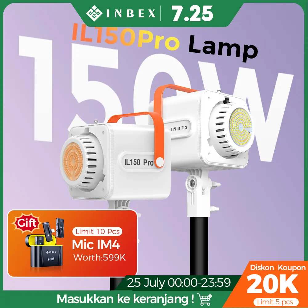 【 24H shipping & COD】INBEX IL150Pro  COB Lighting Studio Kit  Lampu Konten & Live Streaming Photography with CRI 95 dan suhu warna (2700K-7500K)[k]