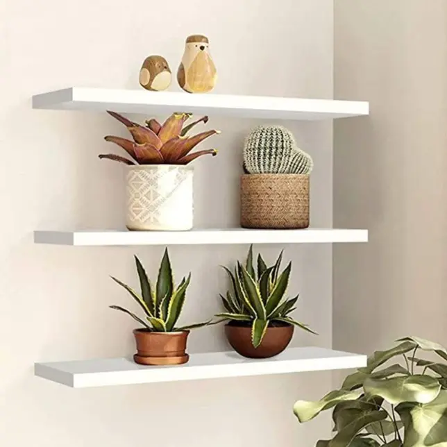 RAK HIASAN DINDING 3 SUSUN 40 CM 1 PAKET 4 PAPAN DAN 2 PAPAN