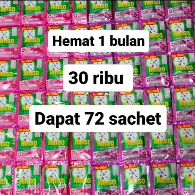Rinso Cair - isi 72 sachet - kemasan renceng - isi 18 ml - pembersih pakaian - Warna RANDOM