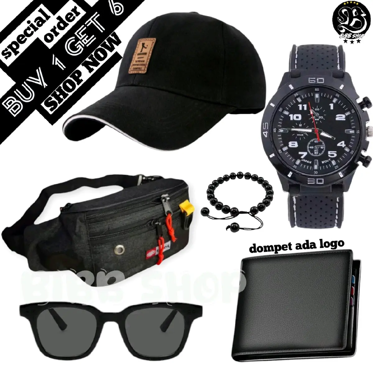 kanvas Paket GANTENG BUY 1 GET 6 Topi ediko distro,jam,tas waistbag,kacamata dan gelang waist bag casual slow respon anggun storage fashionable tas selempang & bahu weatherproof minimalis waistbag casual wesbek kecil merah maron multifungsi obnhijau sling