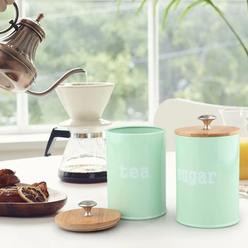 Kitchen Metal Spice Condiment Container Jar Set Tea Coffee