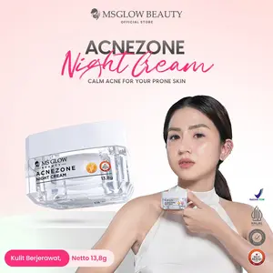 MS GLOW - ACNEZONE NIGHT CREAM - 13,8 GR Facial Niacinamide Wajah Berjerawat